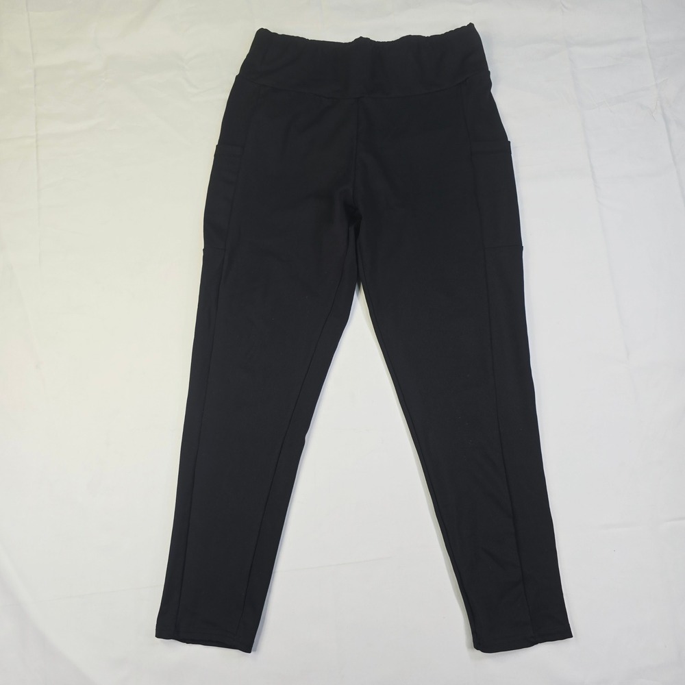 Shein High Waisted Active Leggings Womens 0XL Black Side Pockets Stretch